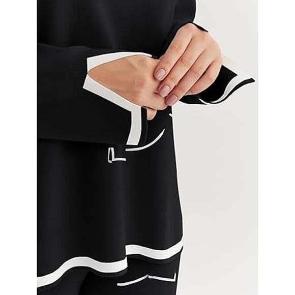 LILLUSORY Women Fall 2 Piece Lounge Set Outfits Sweatsuits Long Sleeve Sweater T - Picture 5 of 5